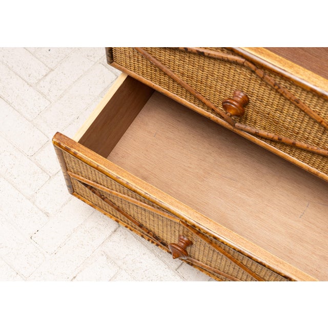 Brown 1970s Tortoiseshell Bamboo & Rattan Wardrobe For Sale - Image 8 of 18