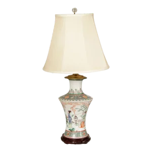 Chinese Enameled Porcelain Vasiform Table Lamp