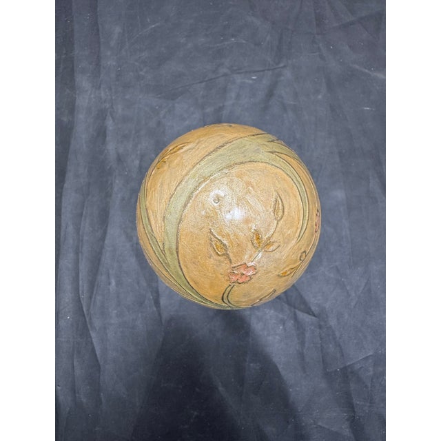VTG Cream Pink Green Cloisonne Enamel Brass Egg on Stand Lift Off Trinket Box 6" For Sale In New York - Image 6 of 11