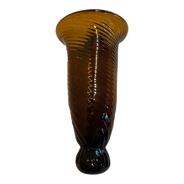 1950s Amber Murano Style Glass Wall Pocket Vase For Sale