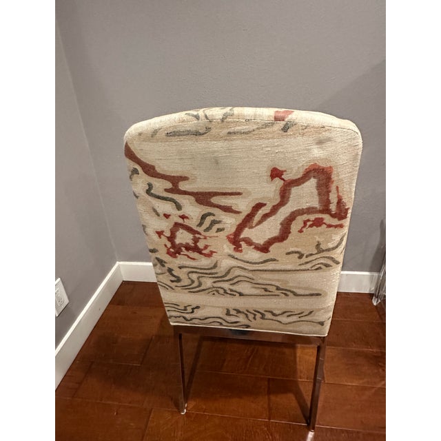 1970s Milo Baughman Style (Attributed) Dining Chairs; Chrome With Gorgeous Upholstery For Sale - Image 10 of 12