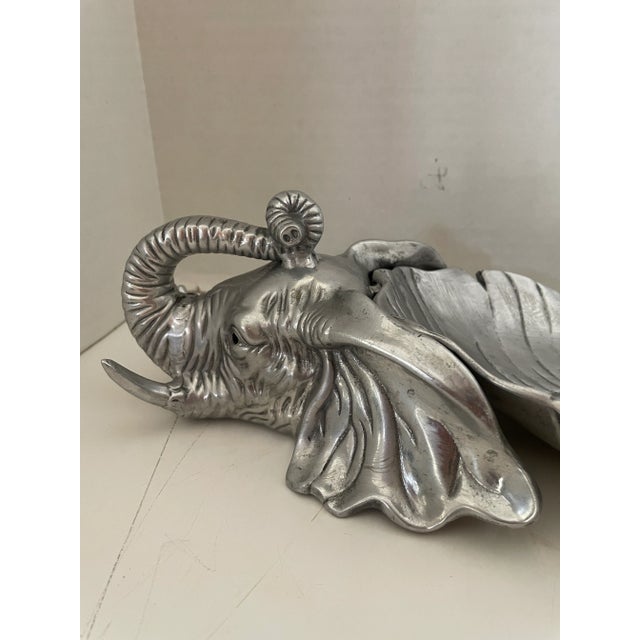 Vintage Arthur Court Cast Aluminum Decorative Elephant Serving Tray and Napkin Rings with Case - Set of 8 For Sale - Image 9 of 13