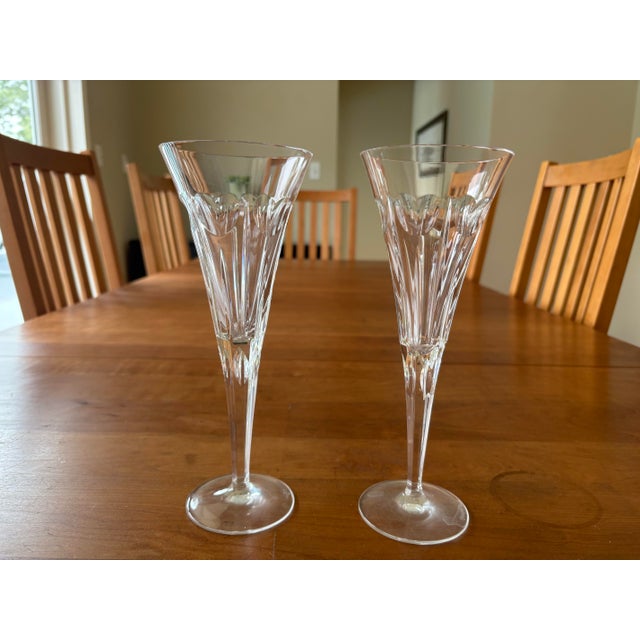 American Vintage Waterford Crystal Millennium Heart Love Collection Champagne Toasting Flutes 9 1/4" Tall; Wedding Champagne Toast - a Pair For Sale - Image 3 of 9