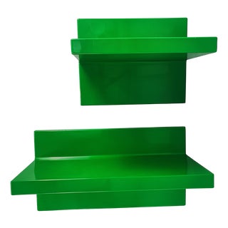 Green Plastic Shelves by Marcello Siard for Kartell, 1970s, Set of 2 For Sale