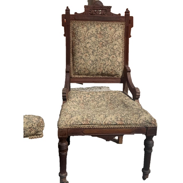 Late 19th Century Eastlake Settee and Two Matching Chairs For Sale - Image 4 of 5