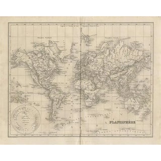 Antique Map of the World by Balbi, 1847 For Sale