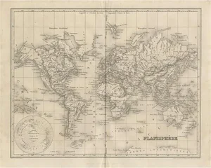 Antique Map of the World by Balbi, 1847