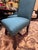 Set of 8 Designmaster “Strasbourg” French Carved Dining Chairs in Peacock Blue For Sale - Image 11 of 12