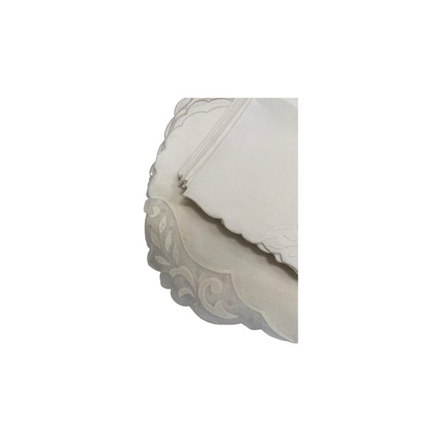 Linen Vintage Madeira Linen Placemats and Napkins, Set of 16 For Sale - Image 8 of 9