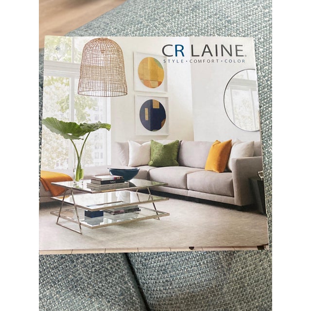 C. R. Laine Kendrick Swivel Chair 545-05sw in Thibaut Everly Spa Blue For Sale - Image 13 of 18