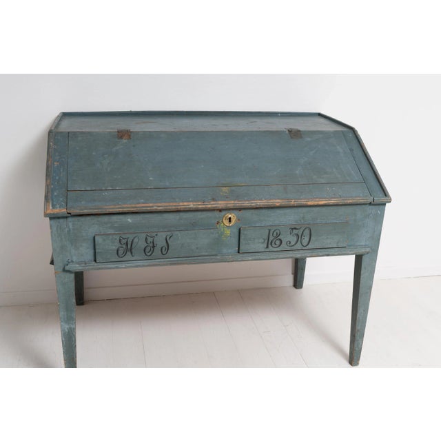 Black 19th-Century Swedish Blue Pine Writing Desk For Sale - Image 8 of 16