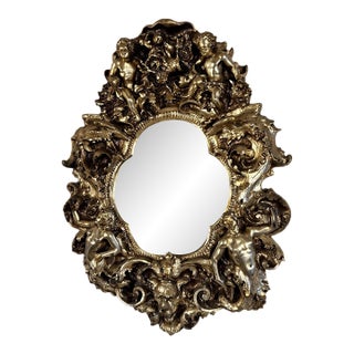 Finesse Originals Adam & Eve Figural Gilt Wall Mirror, 1970s For Sale