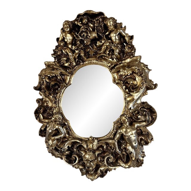Finesse Originals Adam & Eve Figural Gilt Wall Mirror, 1970s For Sale