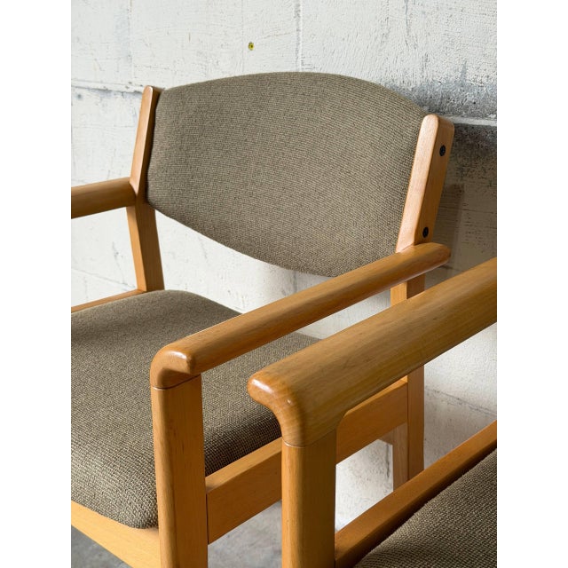 Wood Høng Stolefabrik Beech Wood Upholstered Dining Armchairs Set of 2 Danish Vintage 1990s For Sale - Image 7 of 12