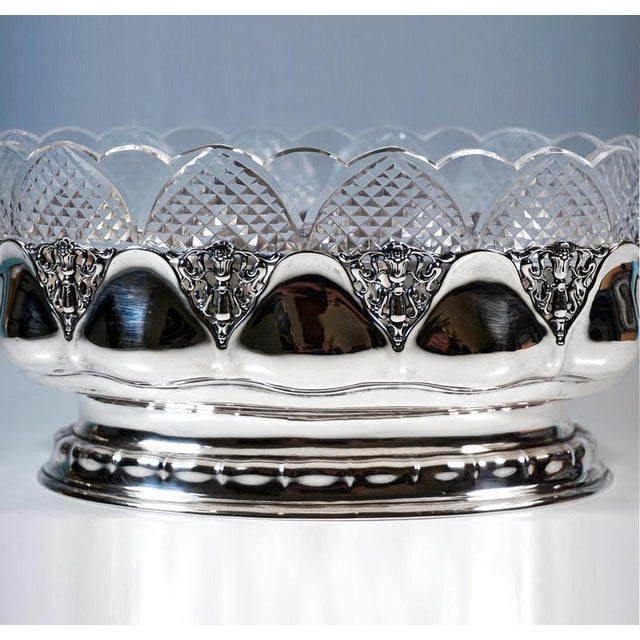 Art Nouveau Silver Jardinière with Cut Glass Liner from Bruckmann & Sons., Germany, 1890s For Sale - Image 4 of 9
