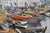 1960s Mid Century Oil Painting of French Fishing Town by Artist Tanguy Le Roy For Sale - Image 5 of 10