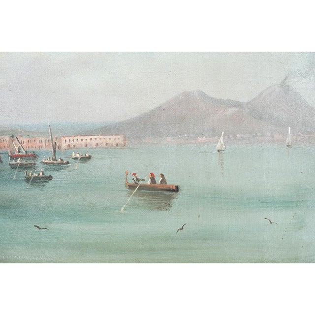 View of Naples, 19th Century, Oil Painting on Canvas, Framed For Sale - Image 4 of 7