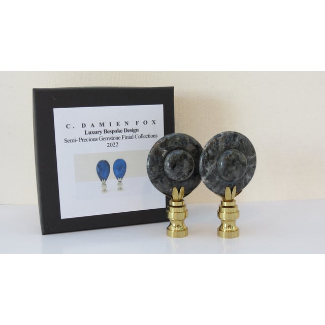 Contemporary Semi- Precious Jasper Stone Finials by C. Damien Fox, a Pair. For Sale - Image 3 of 4