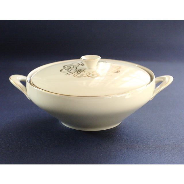 Ivory and Gold Covered Serving Dish Chairish