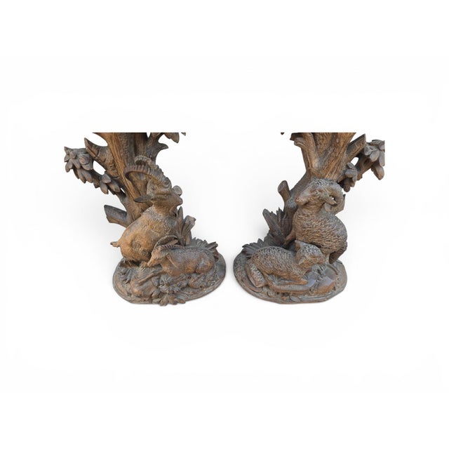 Antique Black Forest Carved Wooden Hunting Candlesticks, 1880, Set of 2 For Sale - Image 11 of 13