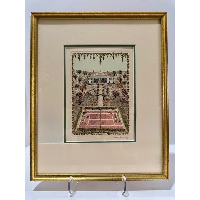 1970s Cuca Romley Four Seasons Set of 4 Signed Hand-Colored Etchings Framed For Sale - Image 9 of 16