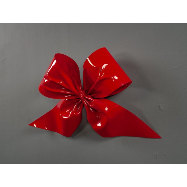 Large Red Gift Bow Hand-Formed from Plastic For Sale - Image 5 of 13