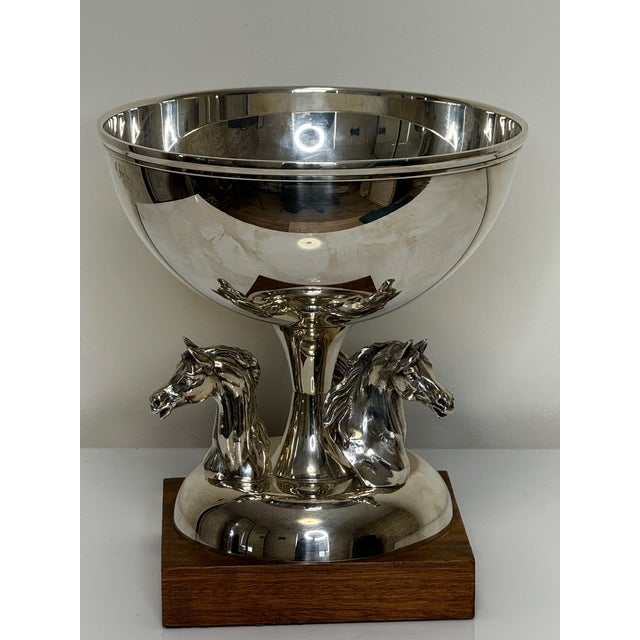1 Stunning Charming French Silver Plate Sporting Equine Equestrian Horse Trophy Centrepiece. In the Art Deco style design...
