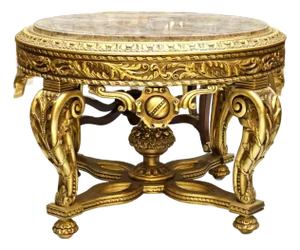 French Style Center Table – Fully Gold Leaf Gilded With Marble Top