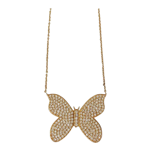 Christina Addison 18kt Yellow Gold Butterfly Necklace With Pave Diamonds