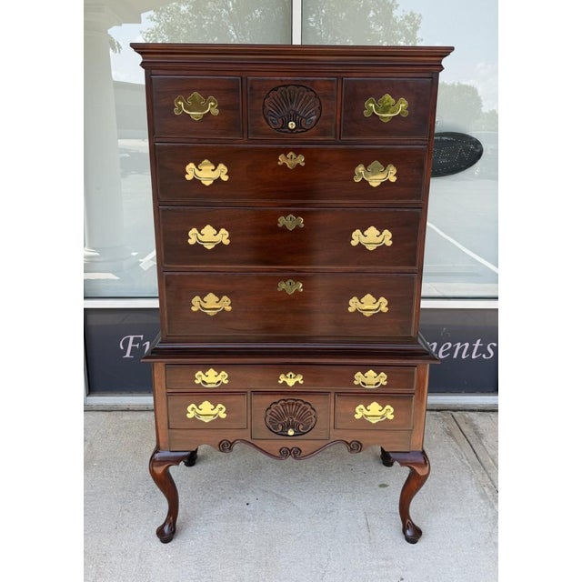 1990s 1990s Henkel Harris Solid Mahogany Highboy Model No. 145, 146, and 147 For Sale - Image 5 of 18