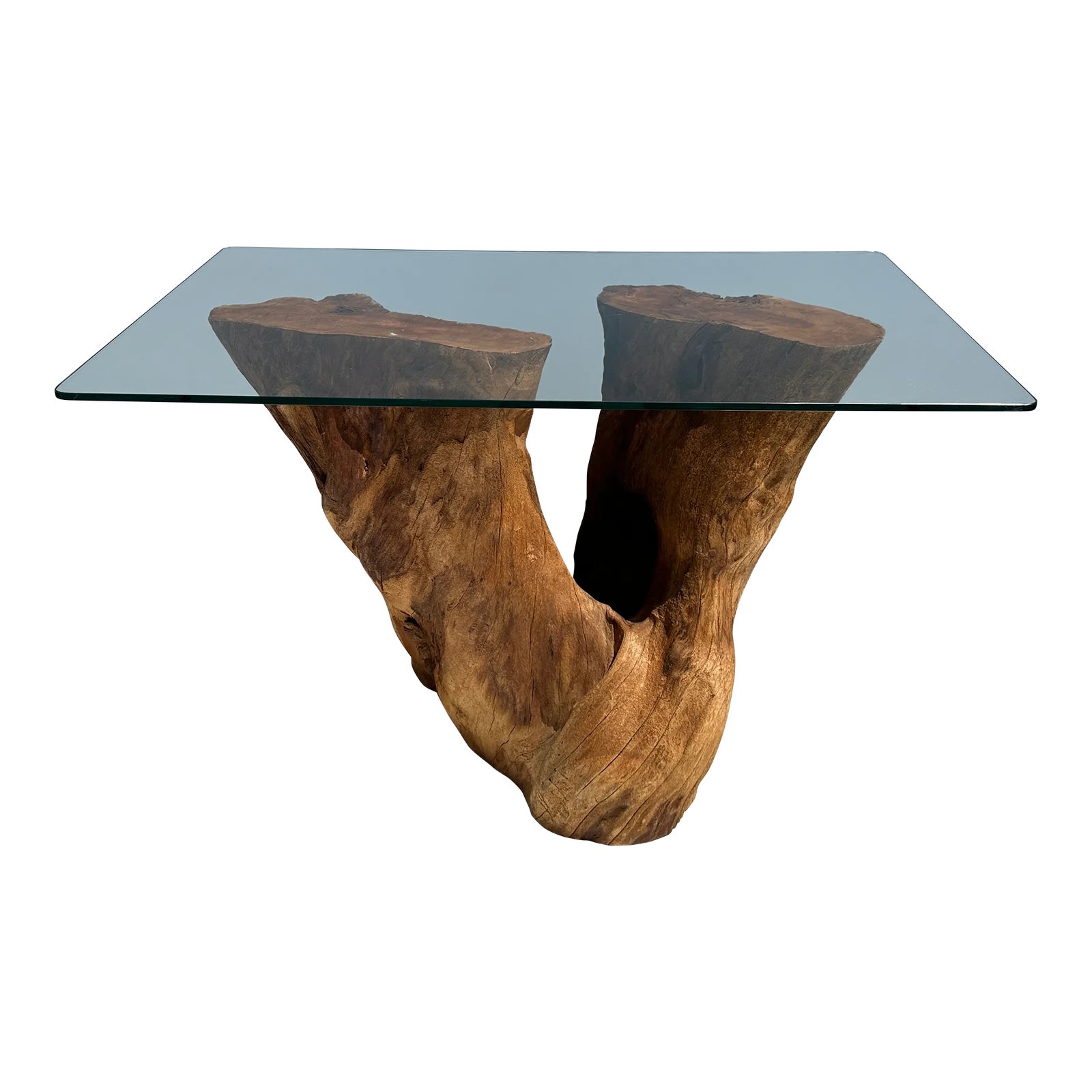 1980s Organic Tree Trunk Root Console Table | Chairish
