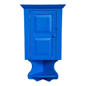Late 20th Century Roscoe Village Blue Hanging Corner Cupboard Cabinet