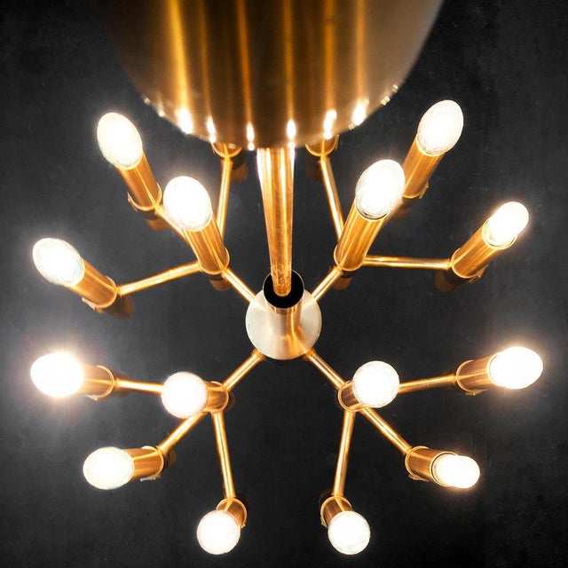 Brutalist Chandelier in Brass with 16 Arms by Angelo Brotto for Esperia, Italy, 1960s For Sale - Image 6 of 7
