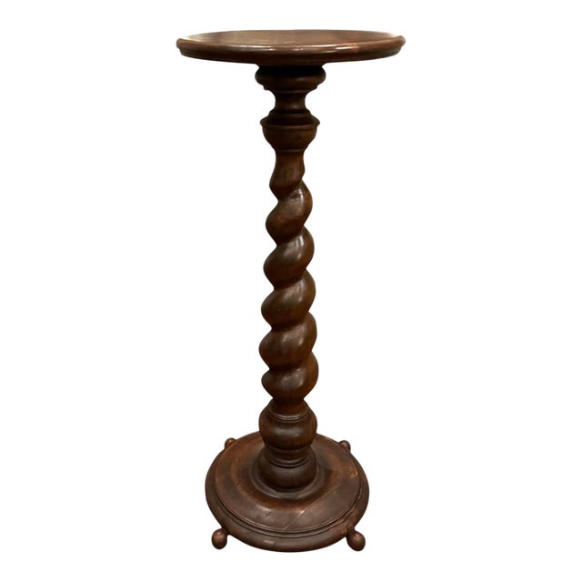 Early 20th Century Barley Twist Pedestal / Plant Stand in Walnut For Sale