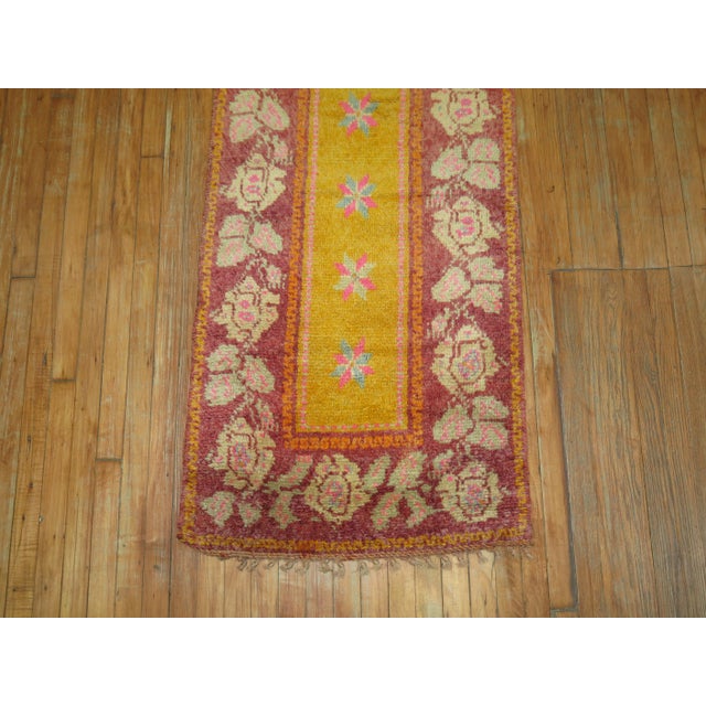 1950s Vintage Bright Yellow Turkish Tulu Runner - 2'6" x 11'10" For Sale - Image 5 of 7