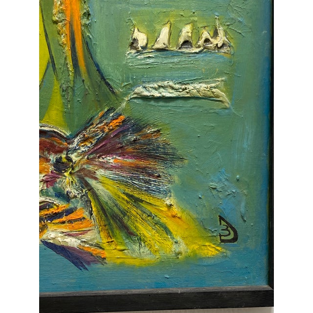 Abstract Mid Century Abstract Expressionist Oil Painting by Barbara Dabrowski, “Woman With Birds” For Sale - Image 3 of 5