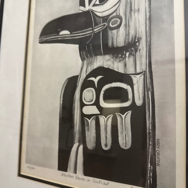Metal 1970s Alaskan Raven in Contrast Framed Serigraph For Sale - Image 7 of 10
