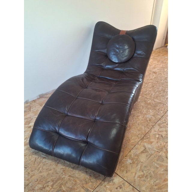 Contempo Leather Chaise Lounge by Artful Casa\.ontemporanea, Italy, 1970s For Sale - Image 4 of 12