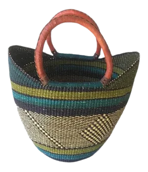 Bolga Ghana Green Yikene Woven Basket