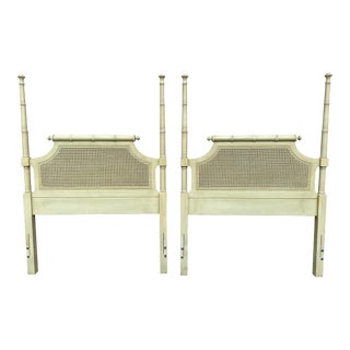 Vintage Faux Bamboo and Caned Twin Headboards - a Pair For Sale