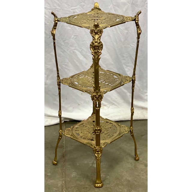 Vintage Three Tier Hollywood Regency Style Brass Plant Stand Chairish