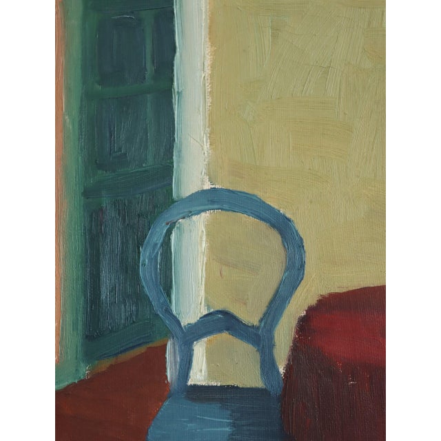 1950 Mid-Century Modern 'The Red Table' Swedish Original Interior Oil Painting, Framed For Sale - Image 10 of 11