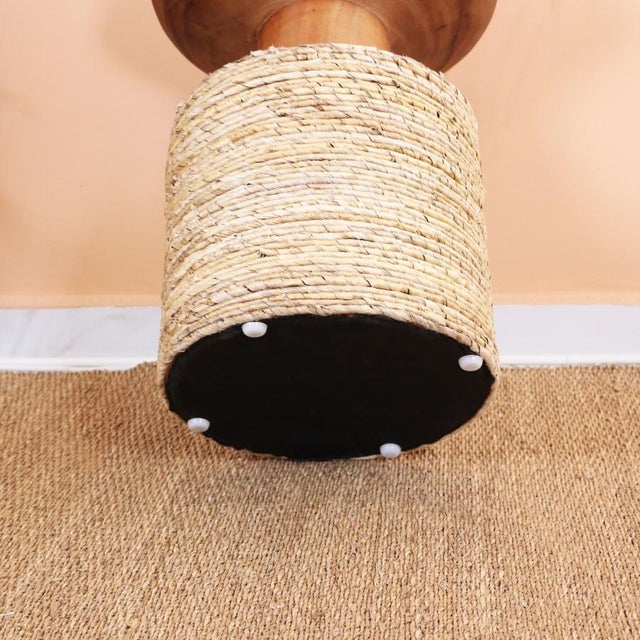 Hara Round Oak Wood Side Table For Sale - Image 10 of 10