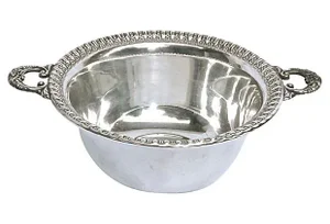 Antique Silverplated Acanthus Leaf Design Bowl