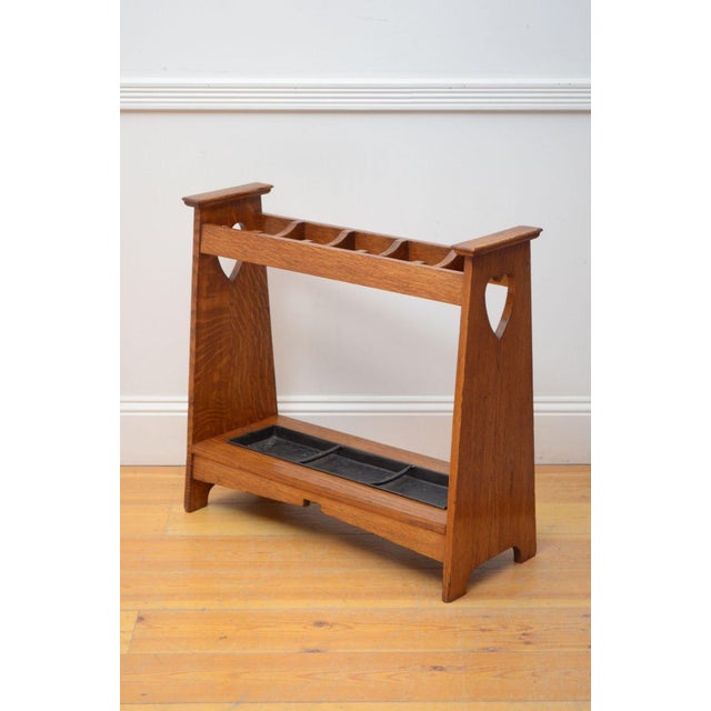 Arts and Crafts Umbrella Stand in Oak, 1890s For Sale - Image 10 of 10