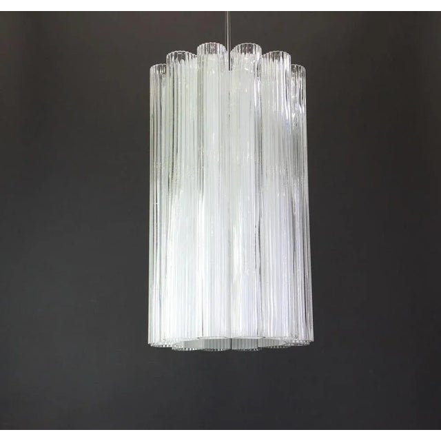 Cylindrical Crystal Glass Pendant Fixture by Doria, Germany, 1960s For Sale - Image 4 of 6