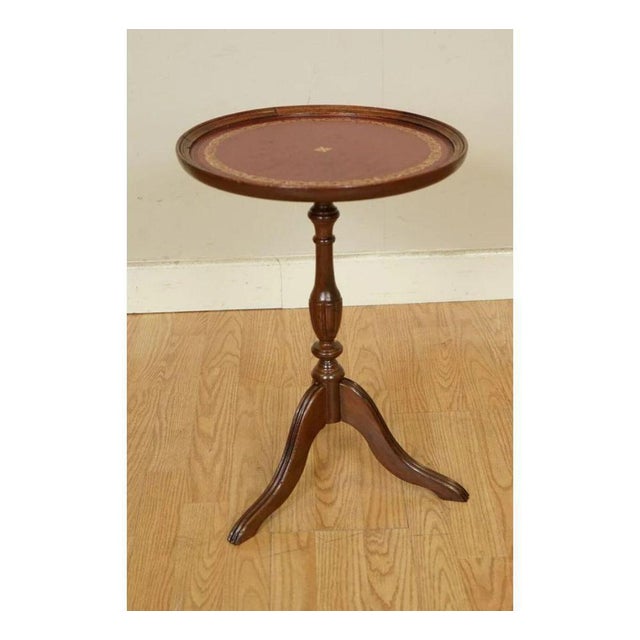 Victorian Side Table with Red Leather Embossed Top For Sale - Image 4 of 13
