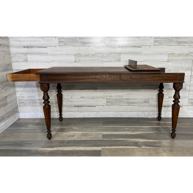 Antique Victorian Mahogany Writing Desk Library Table For Sale In Portland, OR - Image 6 of 12