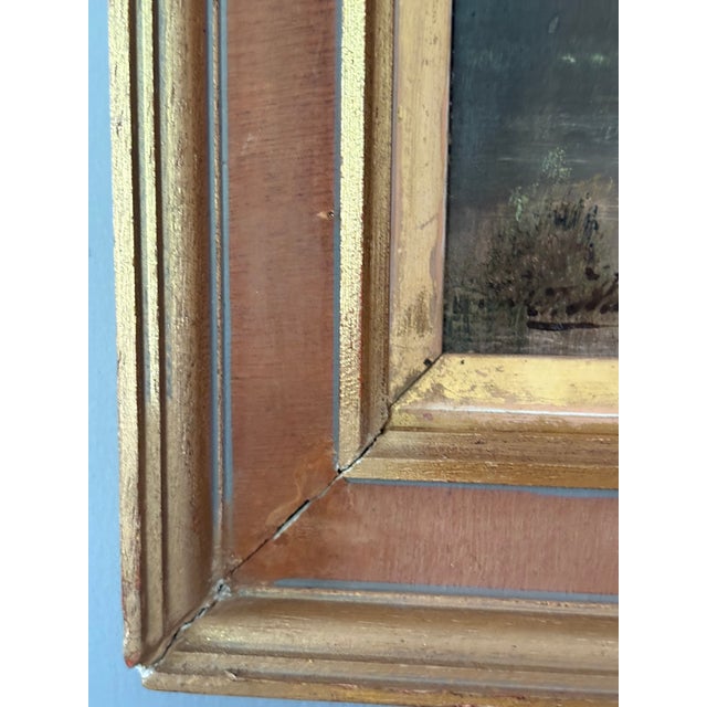 Framed Oil on Board Mountains Landscape Scene, Mid-20th Century