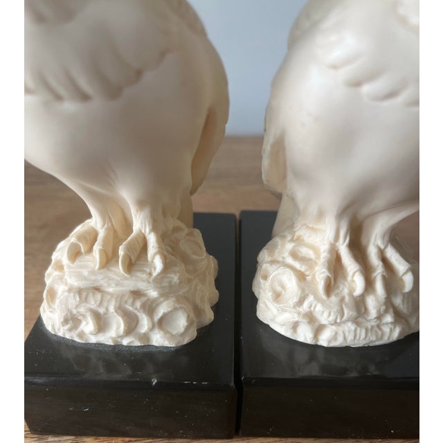 1970s Vintage Italian Arnaldo Gianelli Alabaster Owl Bookends-a Pair, Signed For Sale - Image 10 of 11